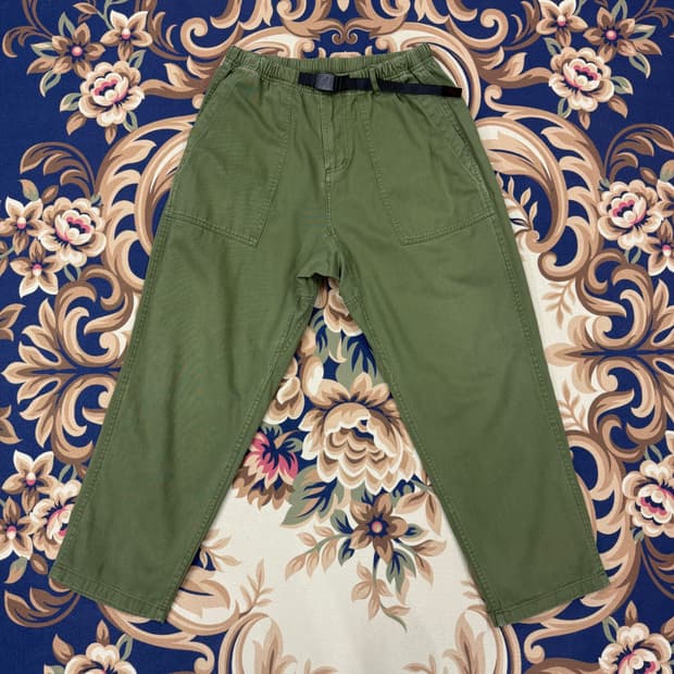 (S) 그라미치 Gramicci 코튼 밴딩팬츠(올리브)