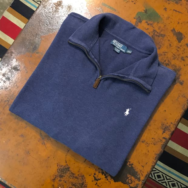 폴로랄프로렌 라이트 네이비 코튼 반집업 풀오버 남성 120 빅사이즈 
