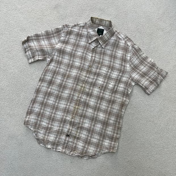 39 헨리코튼 린넨 체크 반팔 셔츠 0409M