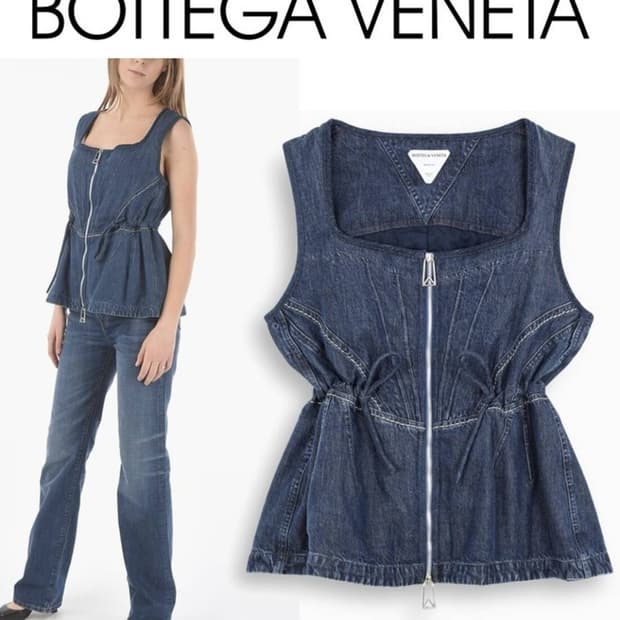 보테가베네타 데님 민소매 블라우스 34