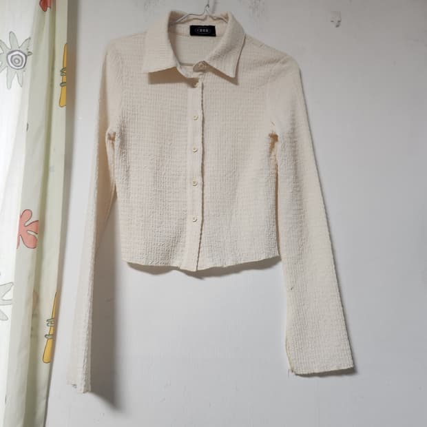 여름용 크롭 셔츠 아이보리 S