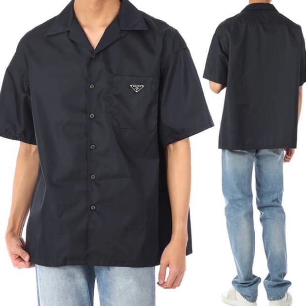 [새상품,원가이하] 프라다 삼각로고 나일론 반팔 셔츠
