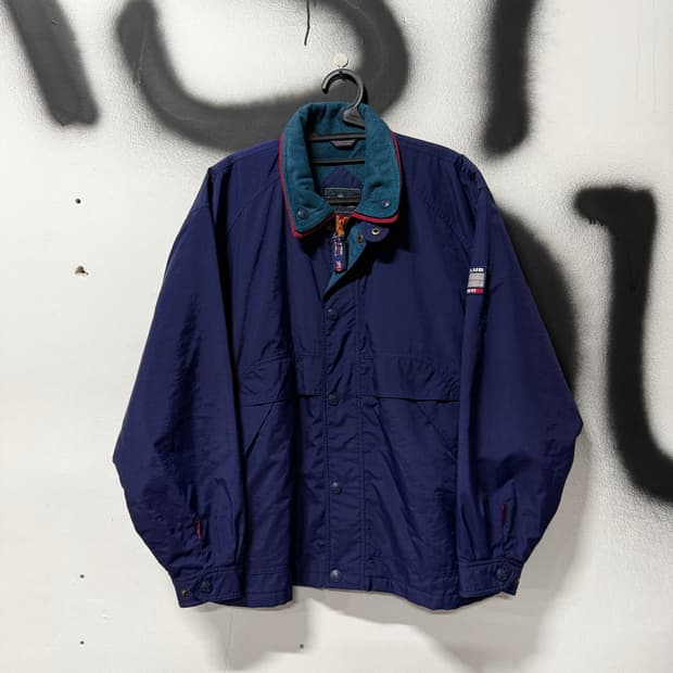 폴로 스포츠 올드스쿨 배색 플리스 디테일 퀼팅 집업 자켓