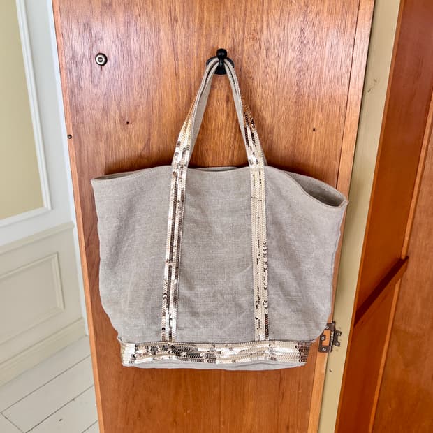 바네사브루노 베이지 리넨 M 카바스백