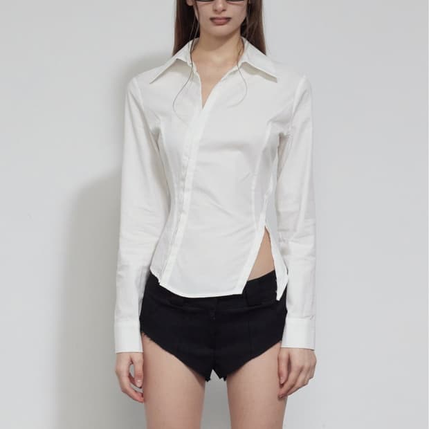 보헤미안서울 DIAGONAL SLIM FIT SHIRT, IVORY