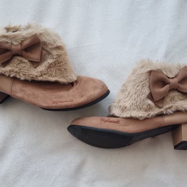 빈티지 모리걸 하구미 갸루 퍼 리본 부츠