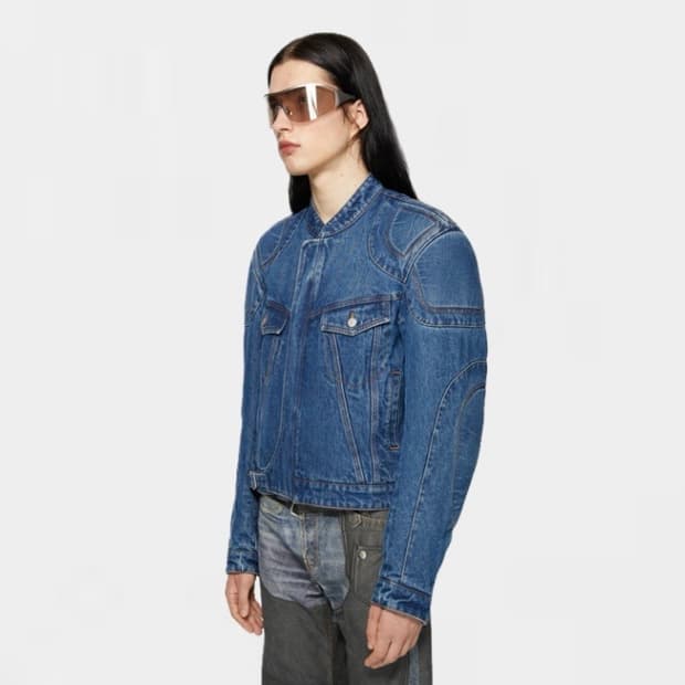 (48) 아크네 23FW 패디드 크롭 데님 바이커