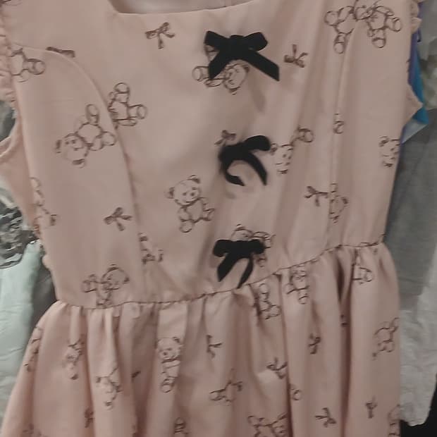 앙크루즈 곰돌이 민소매 프릴 리본 양산형 히메갸루 빈티지 원피스 