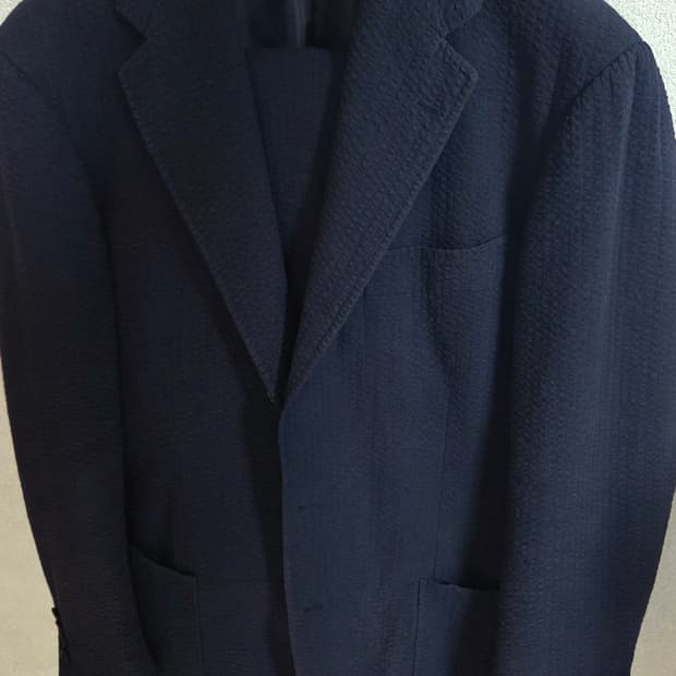 링자켓 네이비 시어서커 수트 54