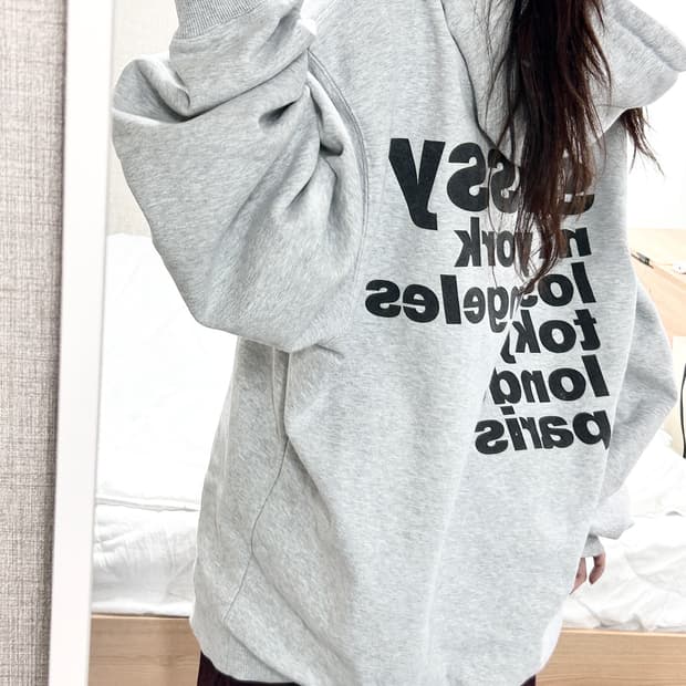 스투시 빅로고  그레이 후드