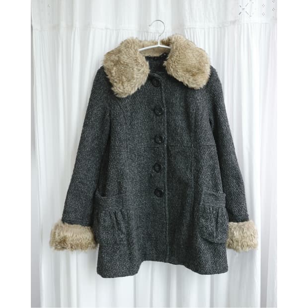 Fur charcoal coat