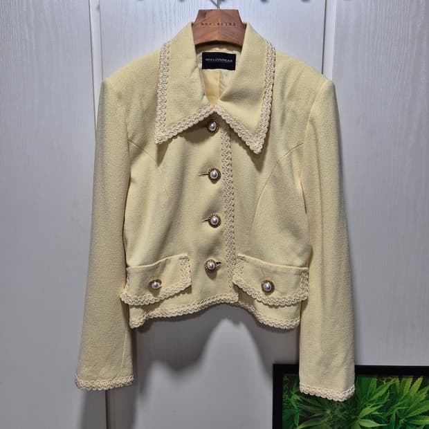 (세일)(새상품)MDILOVEWEAR 레이스 트위드 자켓 버터색