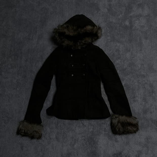 Vintage Y2K 00's punk fur hood jacket