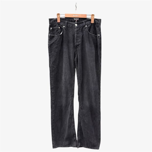 폴로진스 페이드 코듀로이 팬츠 가죽패치 부츠컷 디테일 블랙