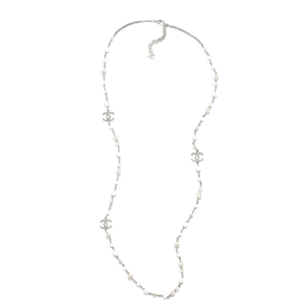 샤넬 목걸이 메탈 글래스 펄 내츄럴