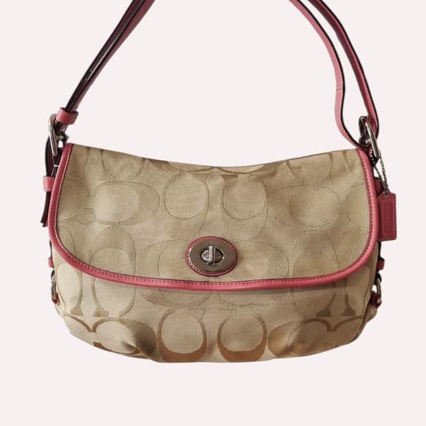 코치 시그니처 숄더백 베이지 핑크 히메 갸루 y2k 올드코치 빈티지코치