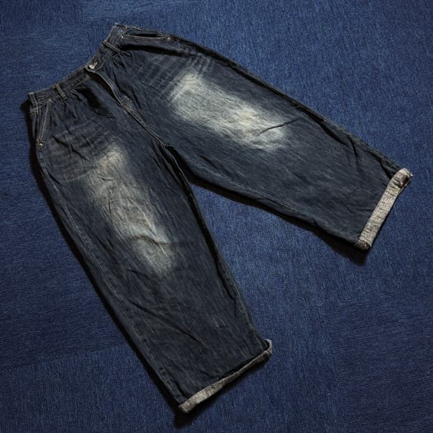 빈티지 워싱 흑청 데님팬츠
