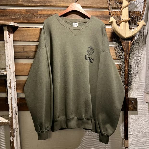 [2XL]오리지널 USMC 미 해병대 USA Made 올리브그린 스웻셔츠