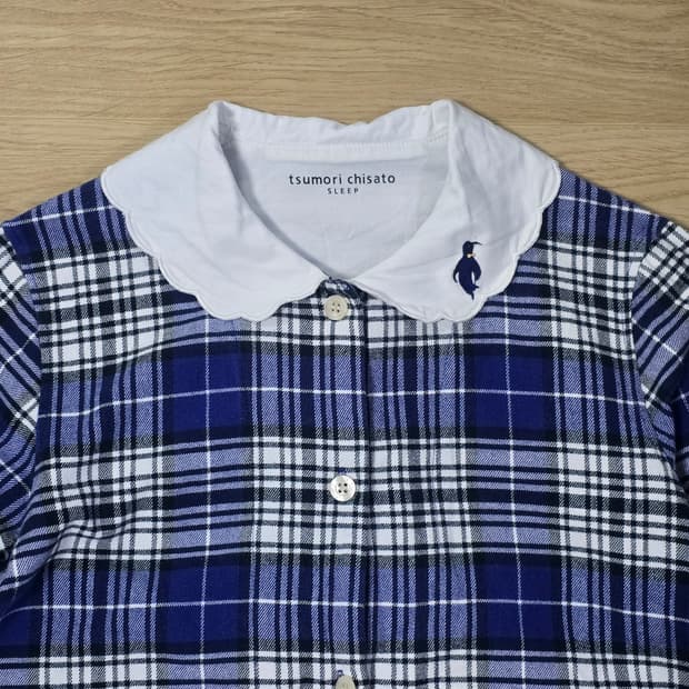 츠모리치사토 체크 블루 슬립웨어