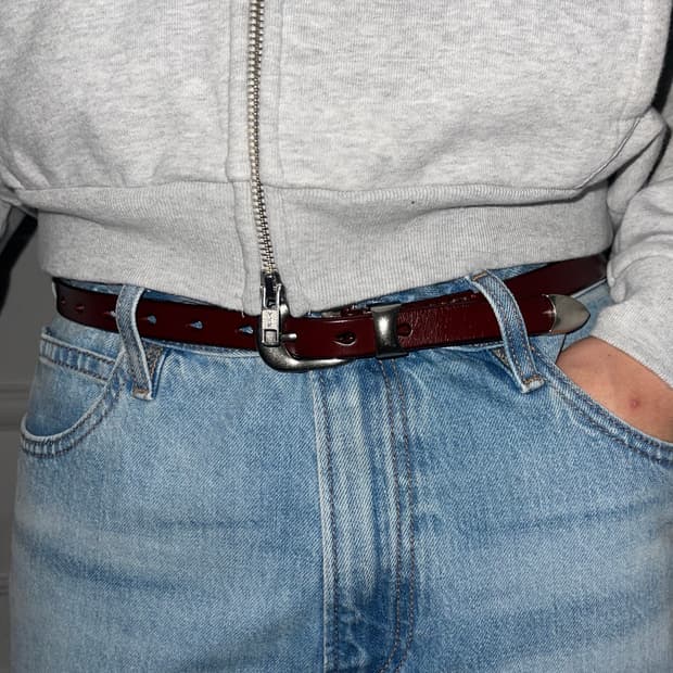 빈티지무드 소가죽벨트 버건디