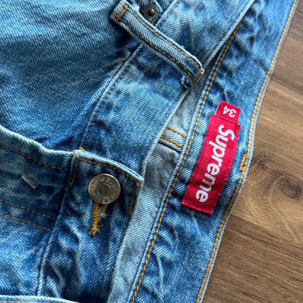 슈프림 배기진 워시드인디고 25ss