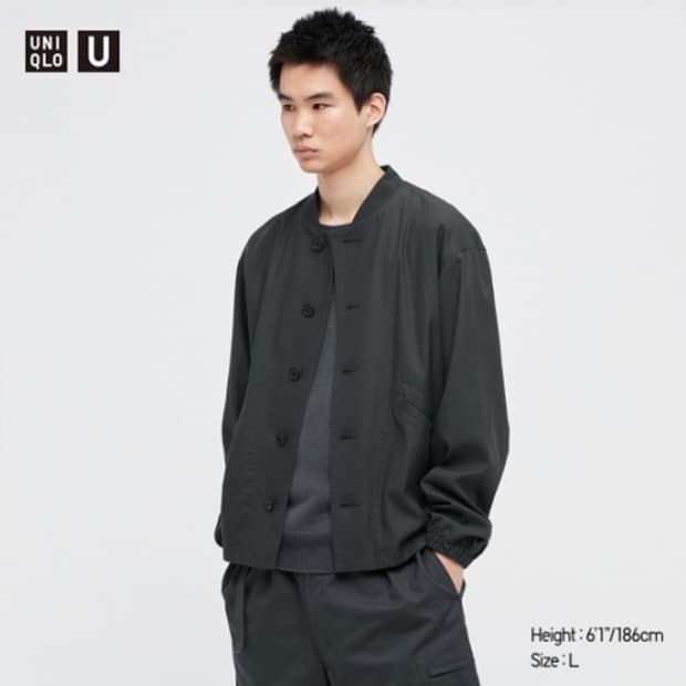 [L] 유니클로 U 립 블루종 다크 그레이