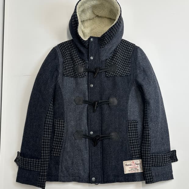 해리스트위드 더플 울 후드 코트 