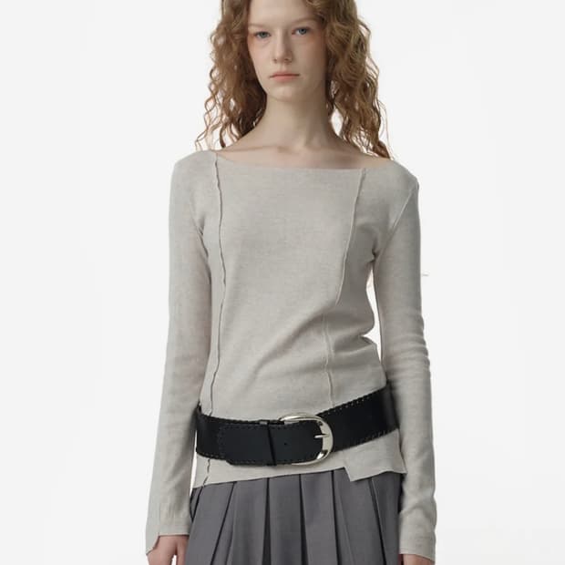 밀로우먼 컷오프 인시전 티셔츠 화이트 멜란지