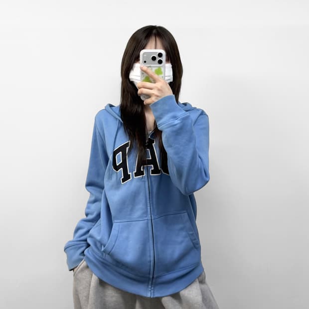 갭 Gap 스펠 로고 후드집업 소라