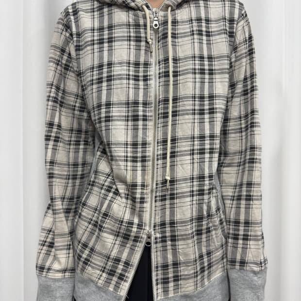 takeo kikuchi check hood twoway zipup