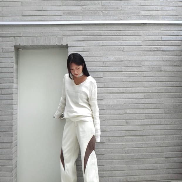 AZUL BY MOUSSY stripe rib top / ivory