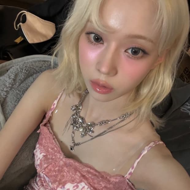 히메갸루 핑크 레오파드 레이스 나시/슬립