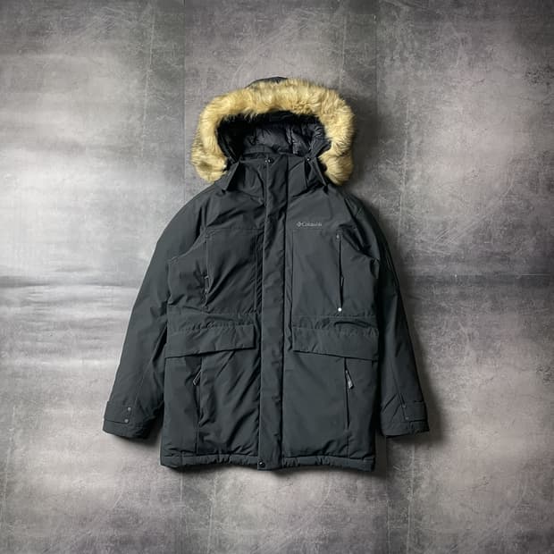 COLUMBIA 컬럼비아 빈티지 블랙 다운구스 후드패딩 A00478