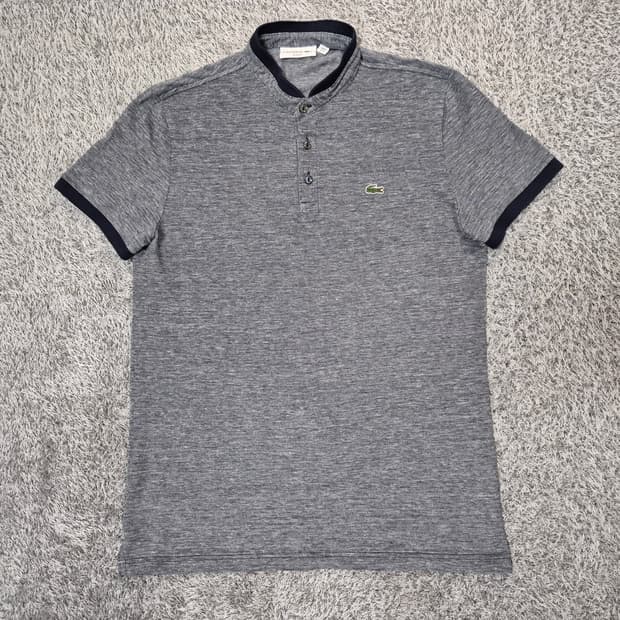 라코스테 남성 헨리넥 폴로 셔츠 슬림핏 100