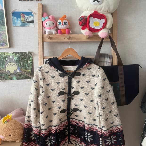 모리걸 빈티지 노르딕 떡볶이 플리스 자켓 ♥️🖤❄️