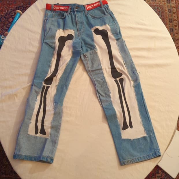 커스텀 슈프림 스켈레톤 데님 팬츠