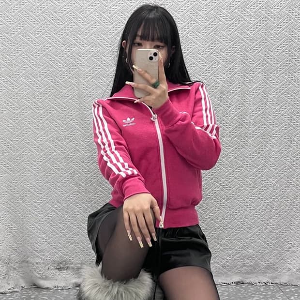 아디다스 파이어버드 Y2K 레트로 핫핑크 져지 집업 95 C09874