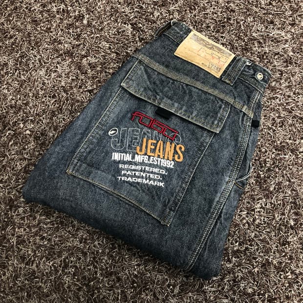 후부 올드스쿨 힙합 와이드 데님 팬츠