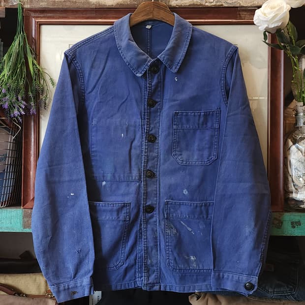 60s 프렌치 워크자켓 프렌치자켓 페이딩 블루 42