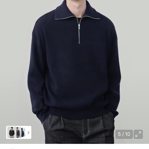 (XL) 드로우핏 오버사이즈 하프 집업 카라 울 니트 NAVY 판매