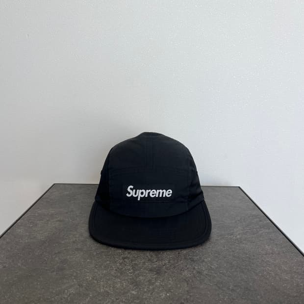 (OS) 슈프림 박스로고 캠프캡 모자 24FW 왁스드 립스탑 블랙