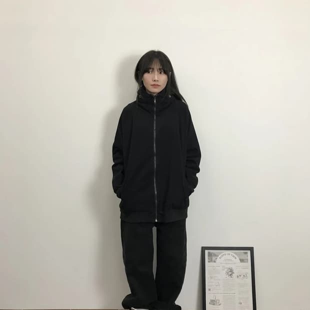 HUG.U Black Oversized Zip Hoodie