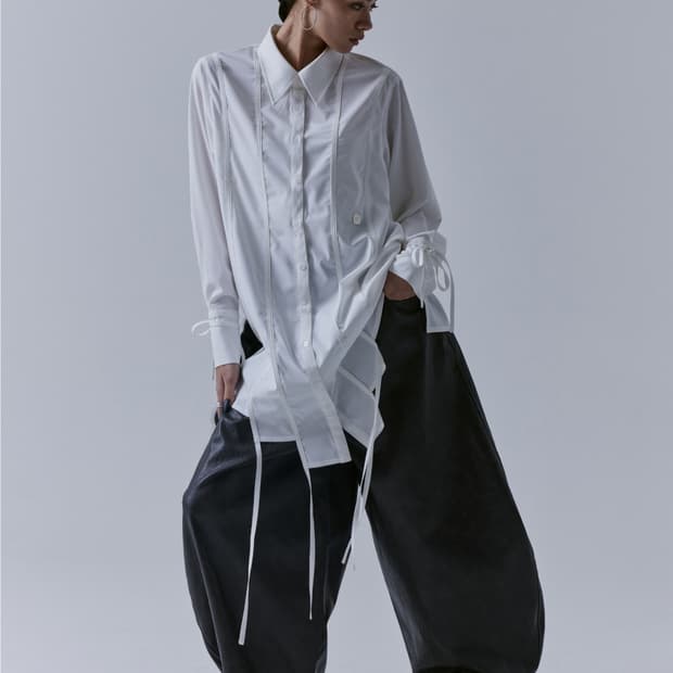 트리밍버드 롱 셔츠 블랙