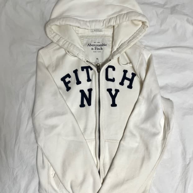 아베크롬비 피치 y2k 화이트 머슬핏 오버핏 후집 후드집업