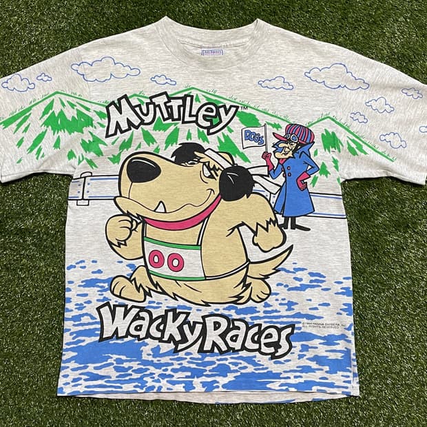 90s 빈티지 와키 레이스 카툰 반팔티