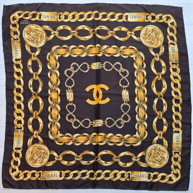 샤넬 cc로고 체인 스카프 브라운/빈티지