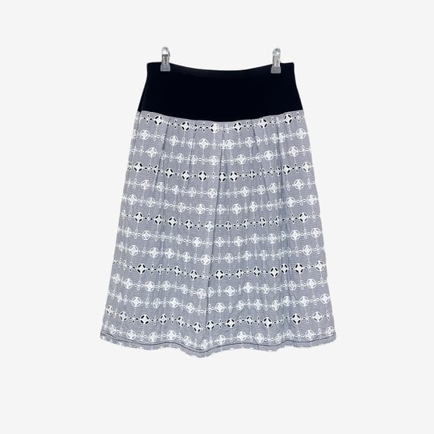 Punching Pattern Midi Skirt - Navy