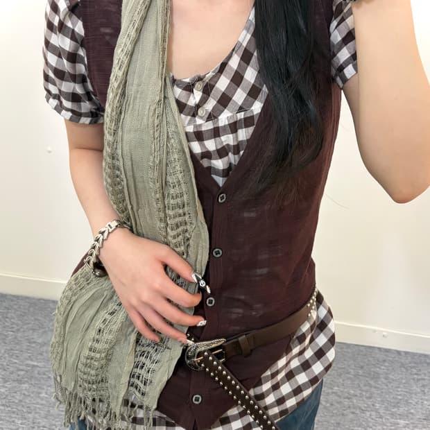 ・゚ * 브라운 깅엄 체크 탑 ・゚ *