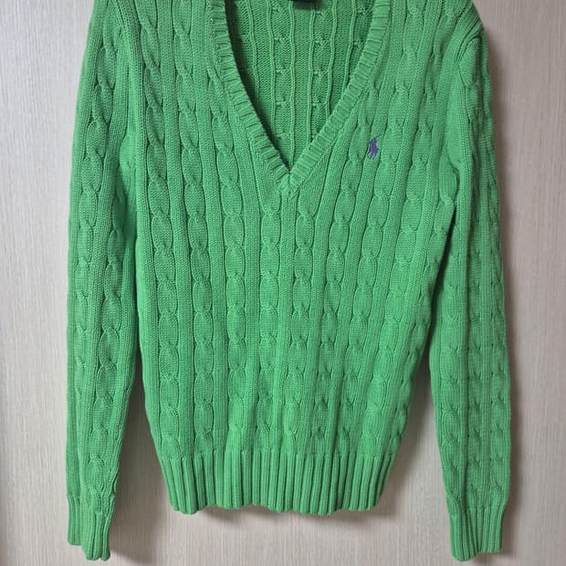 폴로 랄프로렌 케이블 니트  꽈배기니트 브이넥 M