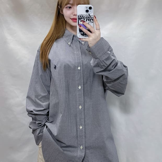 폴로 랄프로렌 블랙 포니 스트라이프 셔츠 